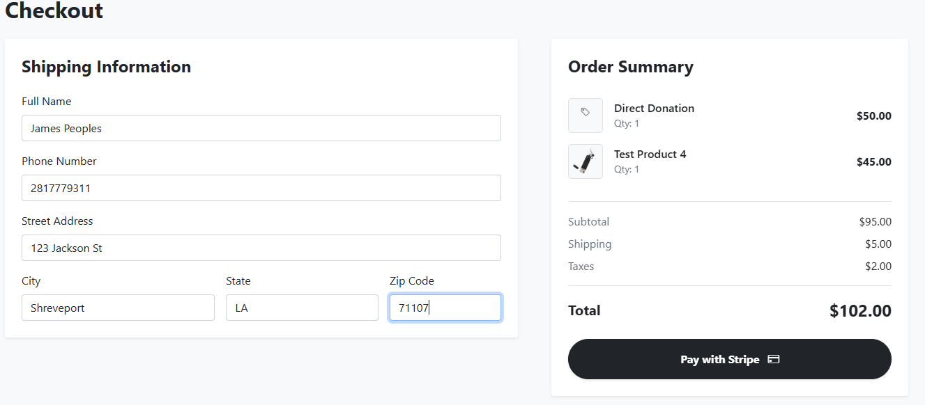 example dashboard