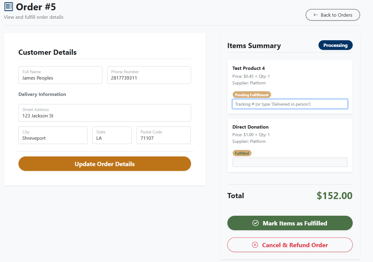 example dashboard